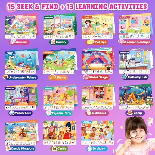 JoyCat Seek & Find Game Book, Educational Toys for Girls Ages 3-6 | Preschool Learning Activities for Toddlers & Kids, Christmas Road Trip Travel Toys for Car & Airplane, Gifts for 3-6 Olds - style: 3. Seek & Find Girls