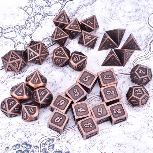 Extended Metal Dice RPG Set | 31 Piece Polyhedral Dice for DND5E Tabletop Role Playing Adventure Games (Copper) - color: Copper