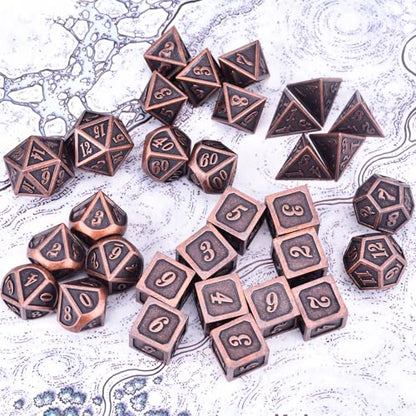 Extended Metal Dice RPG Set | 31 Piece Polyhedral Dice for DND5E Tabletop Role Playing Adventure Games (Copper) - color: Copper