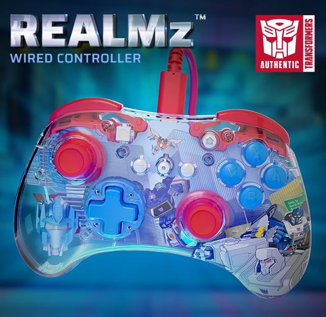 PDP REALMz Nintendo Switch Pro Controller, Customizable LED Lighting, 3.5mm Headphone Jack, Officially Licensed by Nintendo and Hasbro, Transformers: Optimus Prime City Battle - color: Optimus Prime