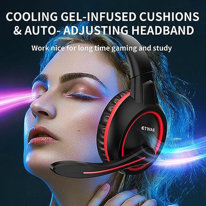 B3 Headset for Nintendo Switch, Xbox One, PS4, Mega Bass Surround and Noise Cancelling 3.5mm Jack Over Ear Headphones with Mic for Laptop PC - color: Red