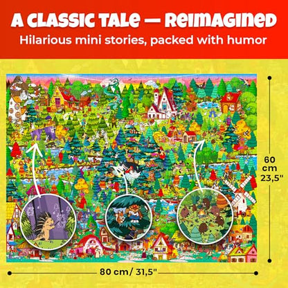 QUOKKA 1000 Piece Jigsaw Puzzle for Adults Red Riding Hood – Puzzles for Adults 1000 Pieces Premium Box Packaging - Extra Fun Hidden Secrets & Audio Story – Perfect Relaxation Creativity Gift - color: Red Hood