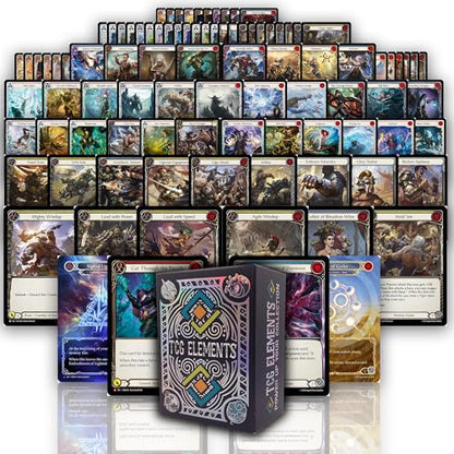 Flesh and Blood TCG Bundle, 100 Uncommon/Common Cards, 5 Foils, 5 Tokens, One Marvel or Majestic Card +TCG Elements Deck Box