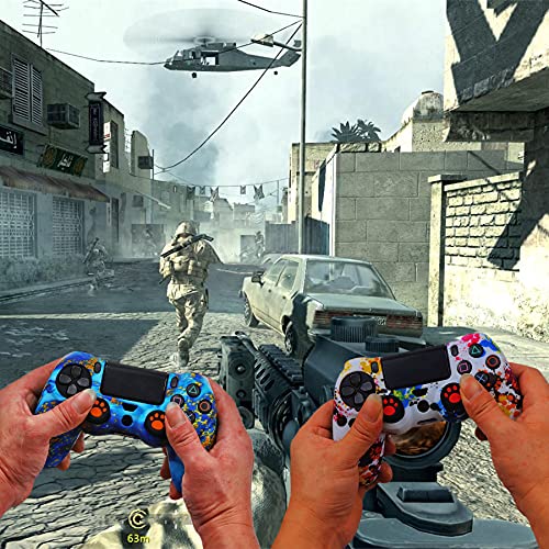 Silicone Skin for Ps4 Controller, 2pcs Anti-Slip Shell Cover Case with 10 Joystick Grips, 2 Pairs L2 R2, 4pcs Led Light Bar Skin for Playsation 4/ Slim/Pro Dualshock 4 Controller Wireless Gamepad - color: PS4 controller #5