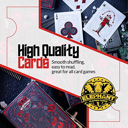 Cyberpunk Red Playing Cards, Cardistry Decks, White Deck of Playing Cards for Kids & Adults, Cool Playing Cards with Card Game e-Book, Unique Playing Cards for Poker, Cyberpunk Cards - color: Red