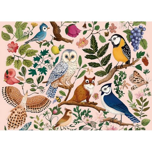500 Pieces Puzzles for Adults Forest Birds Jigsaw Puzzles 500 Pieces Difficult Fun Owl and Floral Unique Beautiful Birds Flowers Family Puzzle Challenging Games Gift for Adults (21"x15") - color: Forest Birds, size: (23"x15")