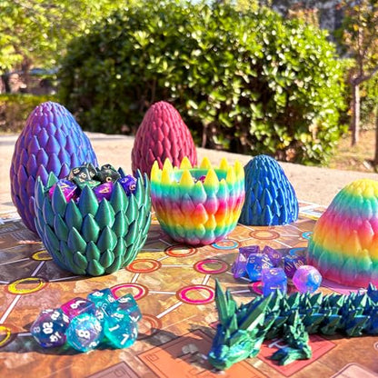 28-Piece DND Dice Set with 4Pcs 3D Printed Dragon Eggs | Fidget RPG Polyhedral Dice, Ideal Party Favors for DND & MTG Tabletop Games - color: 4colors-b