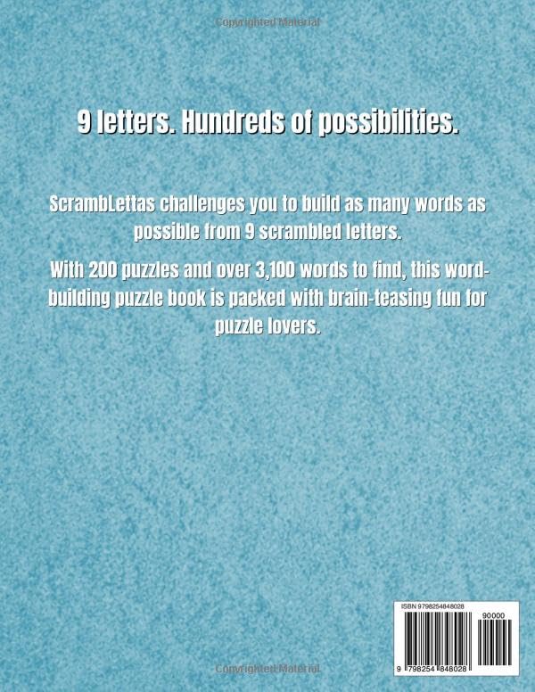 Scramblettas: A Word-Building Puzzle Book for Adults, 9 Letters Thousands of Words to Find