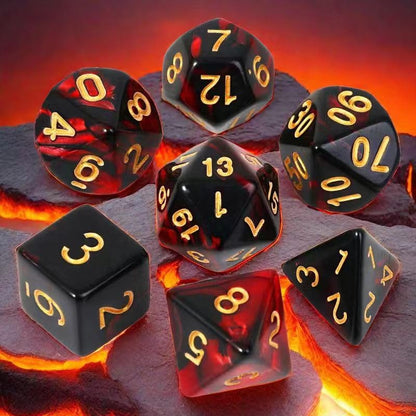 7Pcs Polyhedral DND Dice Set with Black Storage Bag(Red&Black Dice) | Classic dice set for RPG Polyhedral Dice for Dungeon and Dragons Playing Games 7-Die Set - color: Red&black Dice