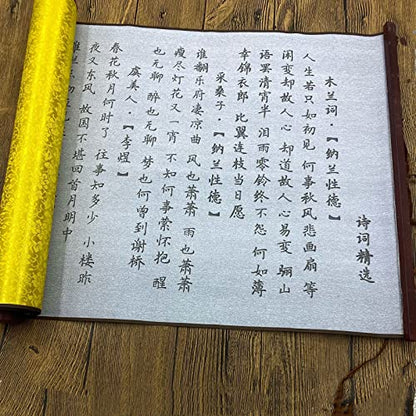 Flylin Calligraphy Cloth, Reusable Chinese Calligraphy Practicing Tool Magic Water Painting Paper Ten Thousand Times Writing Cloth Scroll for Home School (Yellow) - color: Yellow