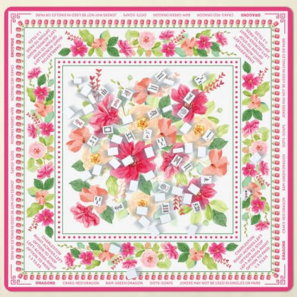 Drydiet Floral Mahjong Mat with Rules Non-Slip Noise Reduction Gaming Mat for Table Cover Card Board Tile Poker Dominoes (31.5" X 31.5") - size: 31.5" X 31.5"