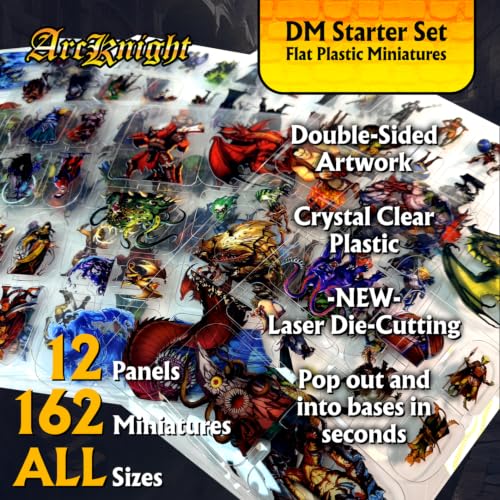Arcknight DM Starter Set - 162 Flat DND Minatures for Dungeons and Dragons, Pathfinder & More - Double-Sided, Full-Color Artwork