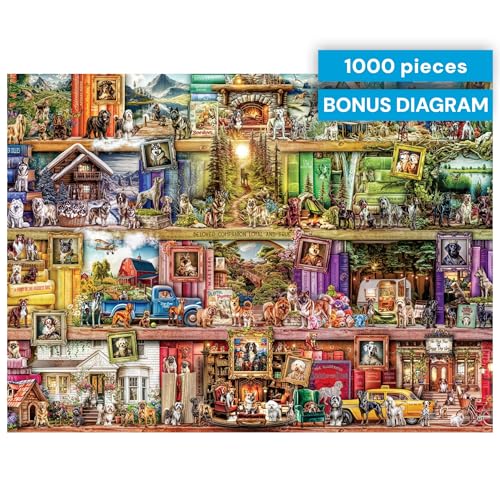 Puzzles for Adults 1000 Pieces – Buffalo Games The Library of Dogs by Aimee Stewart, Challenging 1000 Piece Puzzle for Adults with Poster, Premium Jigsaw Puzzle Made in the USA - color: Library of Dogs