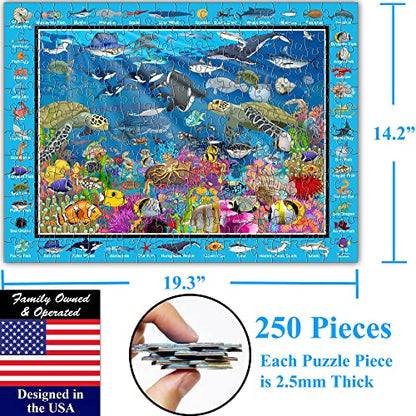 Think2Master Ocean Life 250 Pieces Jigsaw Puzzle. Great Gift Item. 14.2” X 19.3” - style: Life in the Ocean