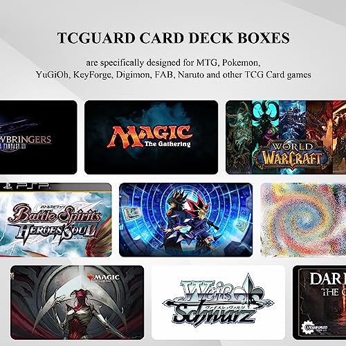 Card Deck Box for MTG Card Storage Box Holds 100 Plus Single Sleeved Cards, Microfiber Lining and Leather Card Box Compatible with Trading Card Games TCG, Yugioh Cards, etc.(Vertical-Black) - color: Black