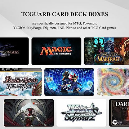 Card Deck Box for MTG Card Storage Box Holds 100 Plus Single Sleeved Cards, Microfiber Lining and Leather Card Box Compatible with Trading Card Games TCG, Yugioh Cards, etc.(Vertical-Black) - color: Black