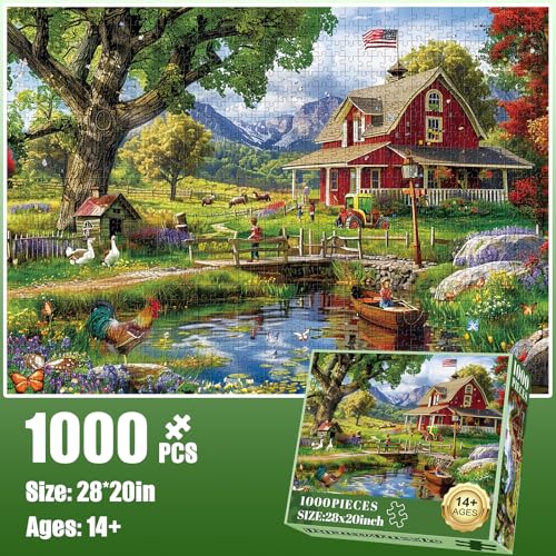 1000 Piece Puzzle for Adults - Country Clubhouse Puzzle for Adults Children - Recycled Paper Jigsaw Puzzle 1000 Pieces - Fun and Challenging Family Game Great Gift Idea, 28 * 20 in - style: Country Clubhouse