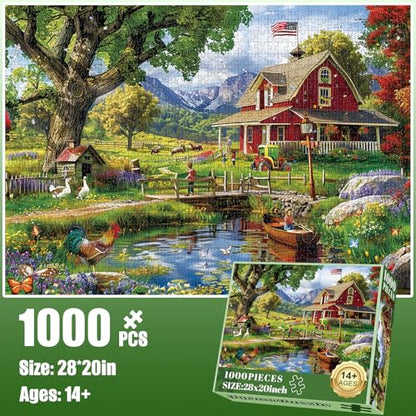 1000 Piece Puzzle for Adults - Country Clubhouse Puzzle for Adults Children - Recycled Paper Jigsaw Puzzle 1000 Pieces - Fun and Challenging Family Game Great Gift Idea, 28 * 20 in - style: Country Clubhouse