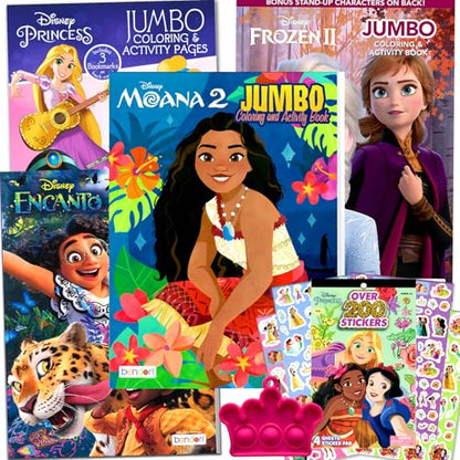 Disney Princess Coloring Books Bundle Set for Kids Activity - Featuring Disney Princess, Encanto, Moana, Frozen and More