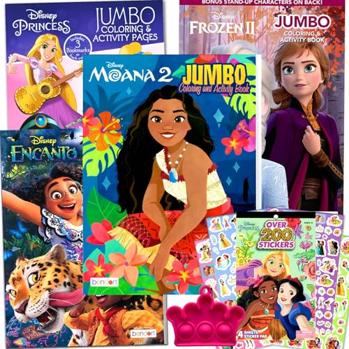 Disney Princess Coloring Books Bundle Set for Kids Activity - Featuring Disney Princess, Encanto, Moana, Frozen and More