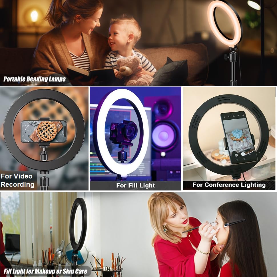 C920x Magnetic Webcam Light with Stand,10 Inch Ring Light with Adjustable Desktop Holder Compatible with Logitech C920s StreamCam C922x C930e C925e C615 Brio 501 301 101 Brio 4K C270 C310 webcams