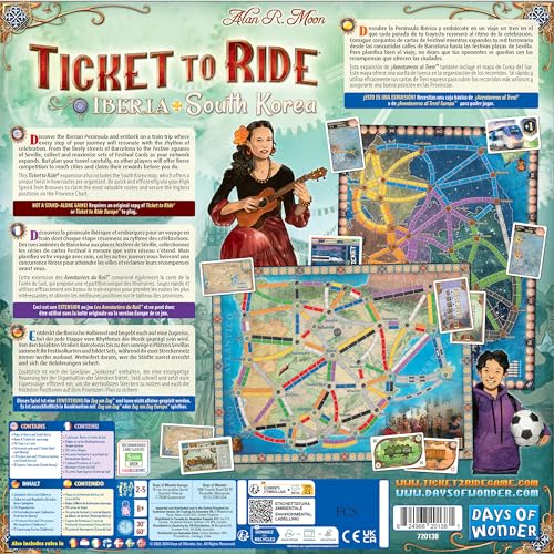 Asmodee Ticket to Ride Iberia + South Korea Board Game Expansion - Train Route Strategy Game, Family Fun for Kids & Adults, Ages 8+, 2-6 Players, 30-60 Minute Playtime | Train Route Strategy Game, Fun Family Game for Kids & Adults, Ages 8+, 2-6 Players, 3