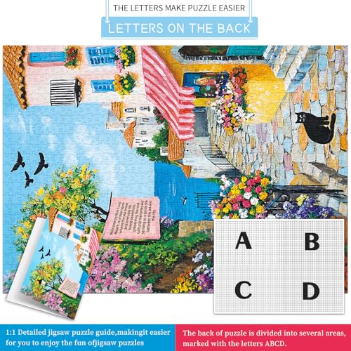 Puzzles for Adults 1000 Pieces,Charming Coastal Path Jigsaw Puzzle with 1:1 HD Poster, Perfect Interlocking No Dust, Stress Relief Ideal Gift for Family Games - color: Charming Coastal Path