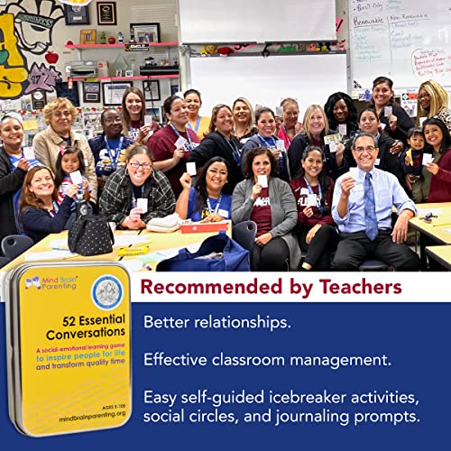 Mind Brain Emotion 52 Essential Conversations for Home, Therapy, Speech, School Classroom - Conversation Cards for Kids, Family, Teacher & Counselor to Build Growth Mindset & Communication Skills - style: Conversation Skills
