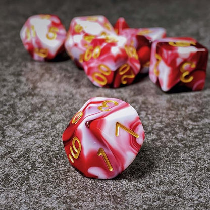 Sage’s Portal Stones DND Dice Set Acrylic Opaque 7-PC Polyhedral DND Dice Set for Dungeons and Dragons D&D Sage’s Cantrips RPG Tabletop TTRPG (Red/White) - color: Red/White