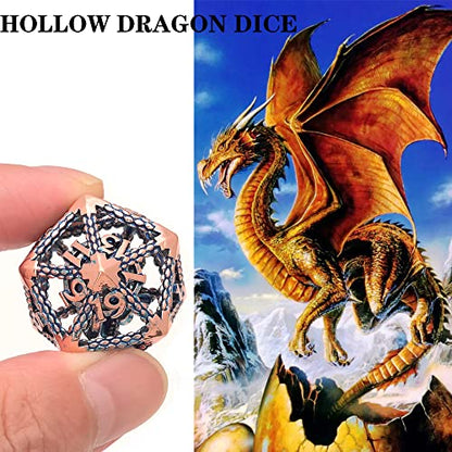 D and D Polyhedral Dice Set, Metal Dice Set 7pcs(D20 D6 D4 D12 D10 D% D4) Cthulhu Design for Dungeons Dragons D&D Pathfinder and Other Tabletop Role-Playing Games - color: 3d Copper Blue