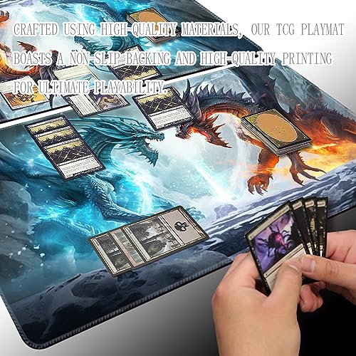 Premium Board Game 24x14in MTG Playmat Compatible for OCG CCG RPG TCG Playmat (Ice and Fire) - color: Ice and Fire
