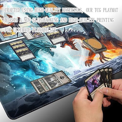 Premium Board Game 24x14in MTG Playmat Compatible for OCG CCG RPG TCG Playmat (Ice and Fire) - color: Ice and Fire