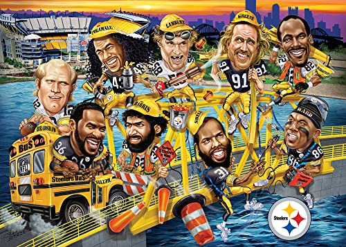 MasterPieces NFL Steelers Puzzle 500 Piece Jigsaw Puzzle, Officially Licensed Pittsburgh All Time Greats Artwork, Bold Player Caricature Design, Eco Friendly Materials, 15 x 21 Sports Collectibles - style: All Time Greats