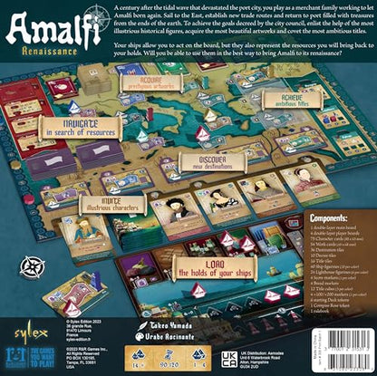 R&R Games: Amalfi Renaissance - Board Game, Ship & Lighthouse Placement Game, Navigate, Discover & Acquire, Ages 14+, 1-4 Players, 90-120 Min