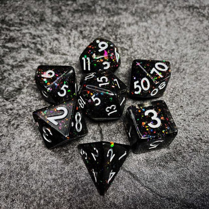 Sage’s Portal Cantrips DND Dice Set - Round Edge Resin 7-PC Polyhedral DND Dice Set for Dungeons and Dragons D&D RPG Tabletop TTRPG (Mica Glitter) - color: Mica Glitter