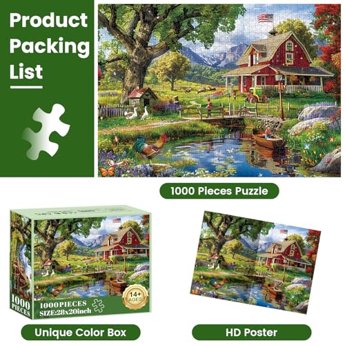 1000 Piece Puzzle for Adults - Country Clubhouse Puzzle for Adults Children - Recycled Paper Jigsaw Puzzle 1000 Pieces - Fun and Challenging Family Game Great Gift Idea, 28 * 20 in - style: Country Clubhouse