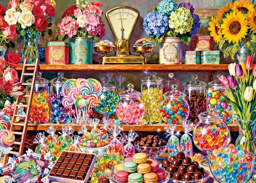 1000 Piece Jigsaw Puzzle for Adults- Colorful Candy Shop Floral Display – Vintage Sweet Treats Paper Puzzle for Relaxation Home Decor (27.5" x 19.7") - color: Candy Store