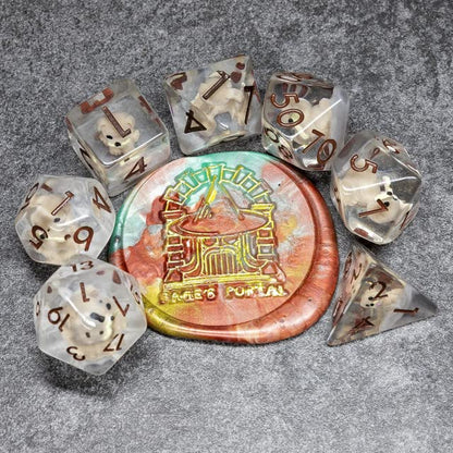Sage's Portal Animal Familiars Resin DND Dice Set Polyhedral Dice Set for Dungeons and Dragons RPG Pathfinder Tabletop TTRPG (Pups Familiar) - color: Pups Familiar, style: Dice Set Only