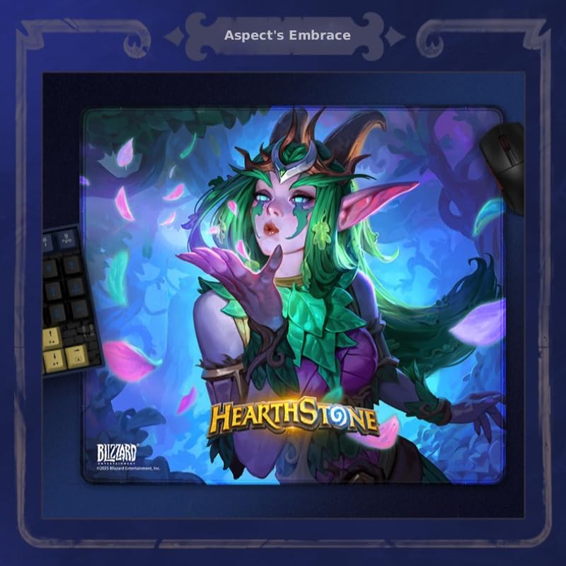 Blizzard Hearthstone Official Licensed Mousepad XL for Gaming, Office, Home | Gaming Mouse Pad w/ Non-Slip Rubber Base & Stitched Edge, Desktop Keyboard Mat, Smooth Tracking & Stability, 17.7 * 15.7Inch - color: Aspect's Embrace