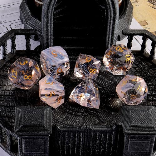 7-Piece Diamond Cut Dice Set D&D Set for Dungeons and Dragons, RPG, Tabletop Games, remium Gift Box & Durable Design - color: Ls-1