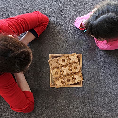 Glintoper Tic Tac Toe & Tumble Tower Blocks Tables Game Set, Classic Wood Stacking Game & XOXO Board Games for Kids Family, Living Room Rustic Coffee Table Decor, Travel Strategy Board Games - style: Tic Tac Toe & Tumble Tower