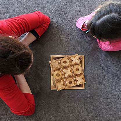 Glintoper Tic Tac Toe & Tumble Tower Blocks Tables Game Set, Classic Wood Stacking Game & XOXO Board Games for Kids Family, Living Room Rustic Coffee Table Decor, Travel Strategy Board Games - style: Tic Tac Toe & Tumble Tower