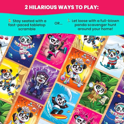Panda-MONIUM – A Scavenger Hunt Board Game with Squeaky Pandas. Family Fun! | Get ready for panda-pileups, snorts of laughter, and a whole lot of chaos! A fast-paced, laugh-out-loud card game. Age 5+