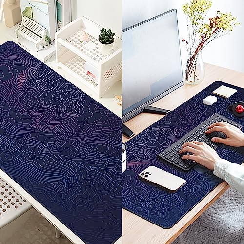 Abstract Topographic Line Extended Large Mouse Pad,Large Gaming Mouse Pad,Extended Big Desk Mat Keyboard Pad,Waterproof Non-Slip Desk Mat for Home Office and Gaming 35.4x15.7 Inch - color: Abstract Topographic Line