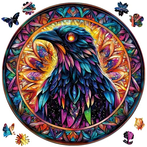 Reouinty Wooden Puzzle for Adults, Eagle Flag Wood Jigsaw Puzzle for Patriot 300 Pieces, Beautiful Wall Decor Puzzle with Box, Unique Animal Shape Puzzle Piece, Wood Gifts for Family Game 12.6x12.6 in - color: Diamond Eagle, size: 200pcs