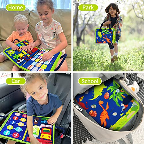 LearnToy Dinosaur Montessori Learning Toy for Toddlers Ages 3-5 Years, Busy Sensory Board with Educational Activities, Travel-Friendly Developmental Skills Toy | Busy Sensory Board with Educational Activities, Travel-Friendly Developmental Skills Toy - co