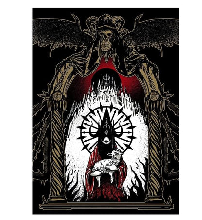 Free League MÖRK Borg Gamemaster Screen - Five-Paneled Roleplaying Game Tool with Demonic Art