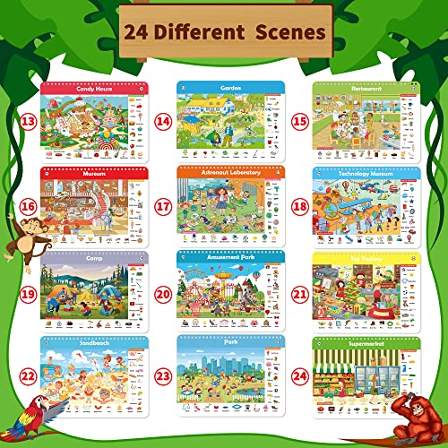 Elfew Search and Find Reusable Activity Book for Kids 3-5 4-8, Travel Games | 24 Unique Themed, Wipe Clean Educational Toys, Car Games Travel Toys for Toddlers, Kids Airplane Road Trip Travel Essentials - color: Search and Find Cards
