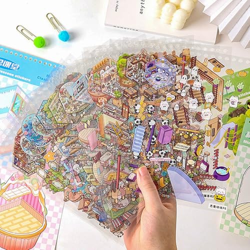 Sticker Book, 20 Scene Sets (1500+) DIY 3D Scene Stickers | Cute Kawaii Stickers for Kids, Mini House & Room Craft Book, Creative Gift for Kids & Adults to Create Fun Arts and Crafts - style: M Simulated Life