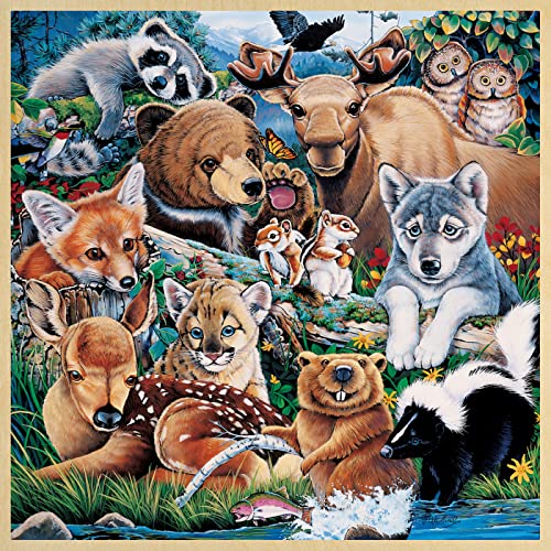 Masterpieces 48 Piece Fun Facts Jigsaw Puzzle for Kids - Forest Friends Wood Puzzle - 12"x12" - style: Forest Friends